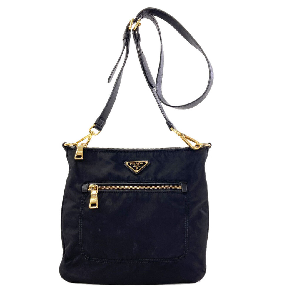 Prada logo hardware shoulder bag, nylon material, women's.